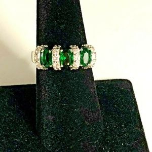 Genuine emerald ring set in .925 sterling silver